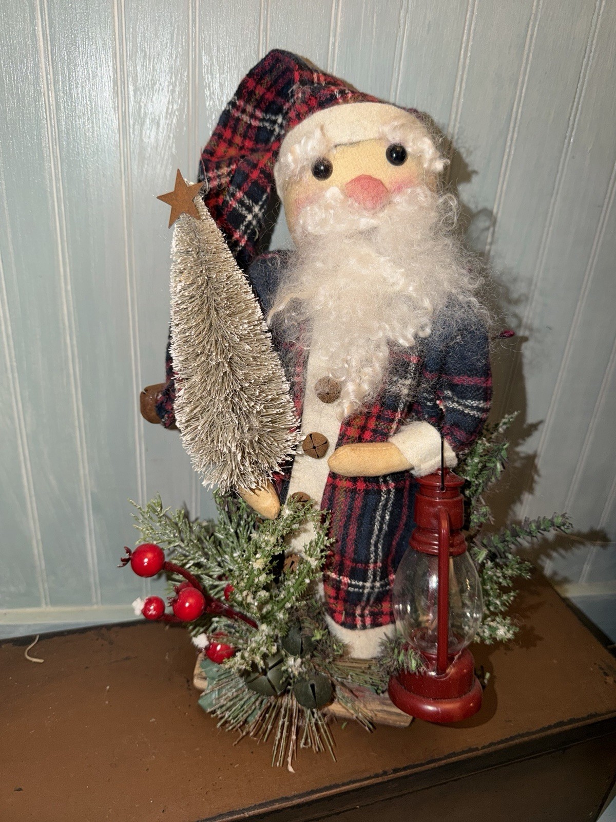 Primitive Winter Christmas Doll SANTA tree Decor