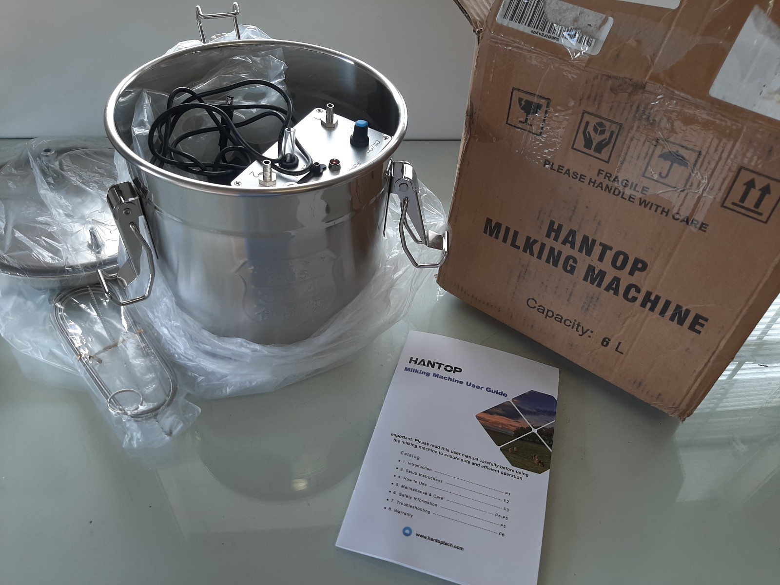 6L Goat Milking Machine, Pressure Gauge Pump Goat Milker