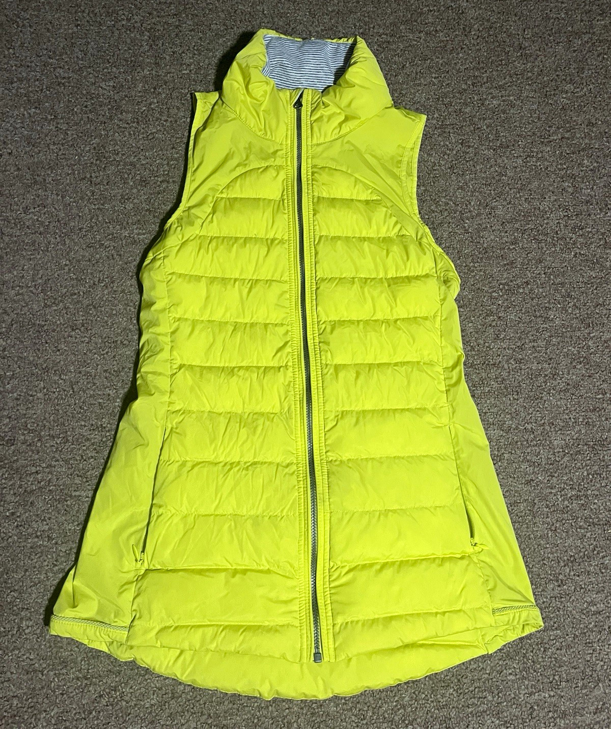Lululemon Down For It All Vest Women’s 8 Yellow Full Zip Down Long Puffer Lululemon Down For It All Vest Women’s 8 Yellow Full Zip Down Long Puffer