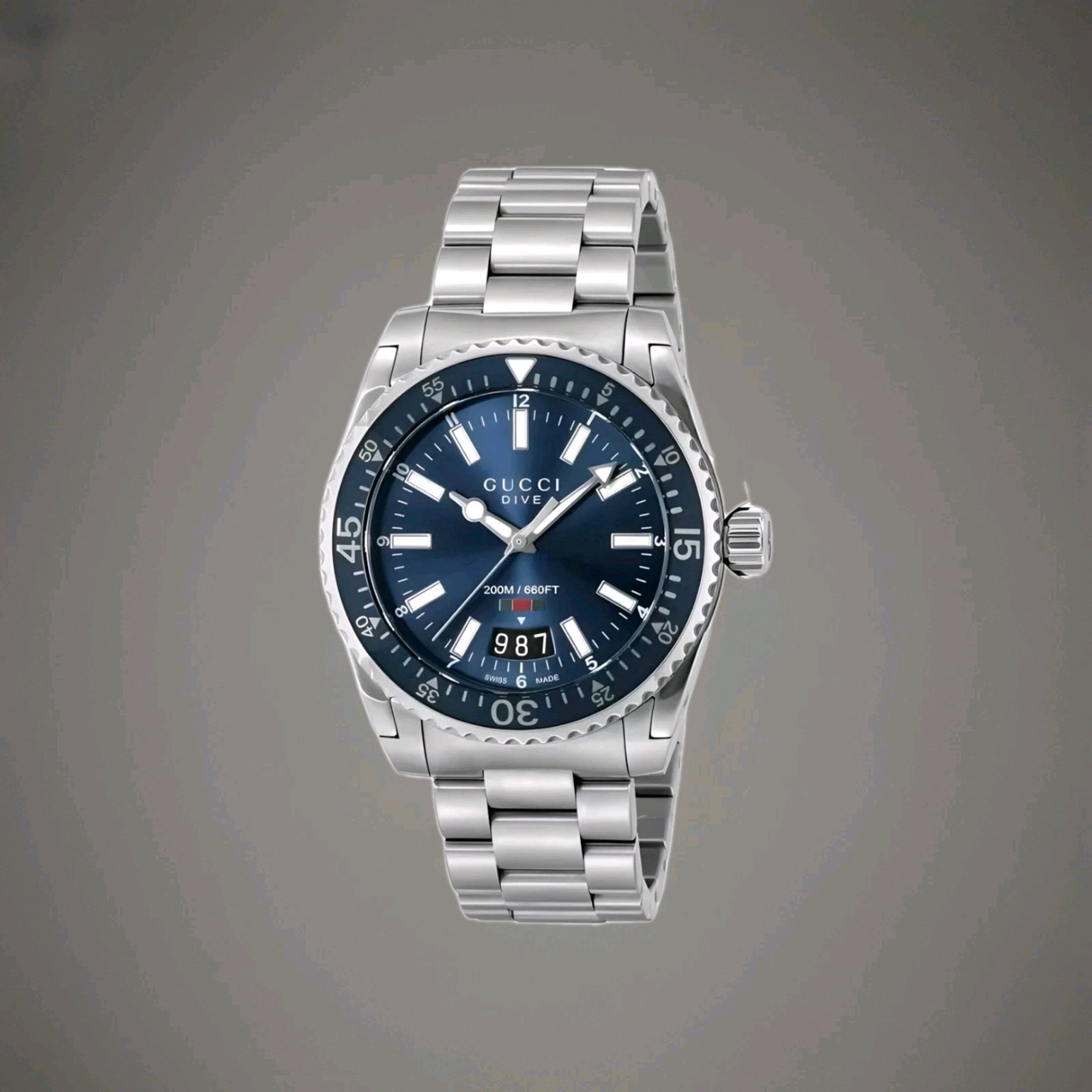 Gucci YA136311 Dive 40mm Men's Steel Watch Blue Dial Swiss 200m Brand New 