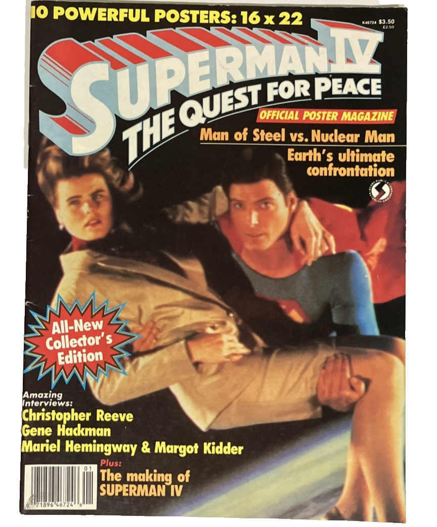 Vintage 1987 Superman IV The Quest for Peace Official Poster Magazine Collector