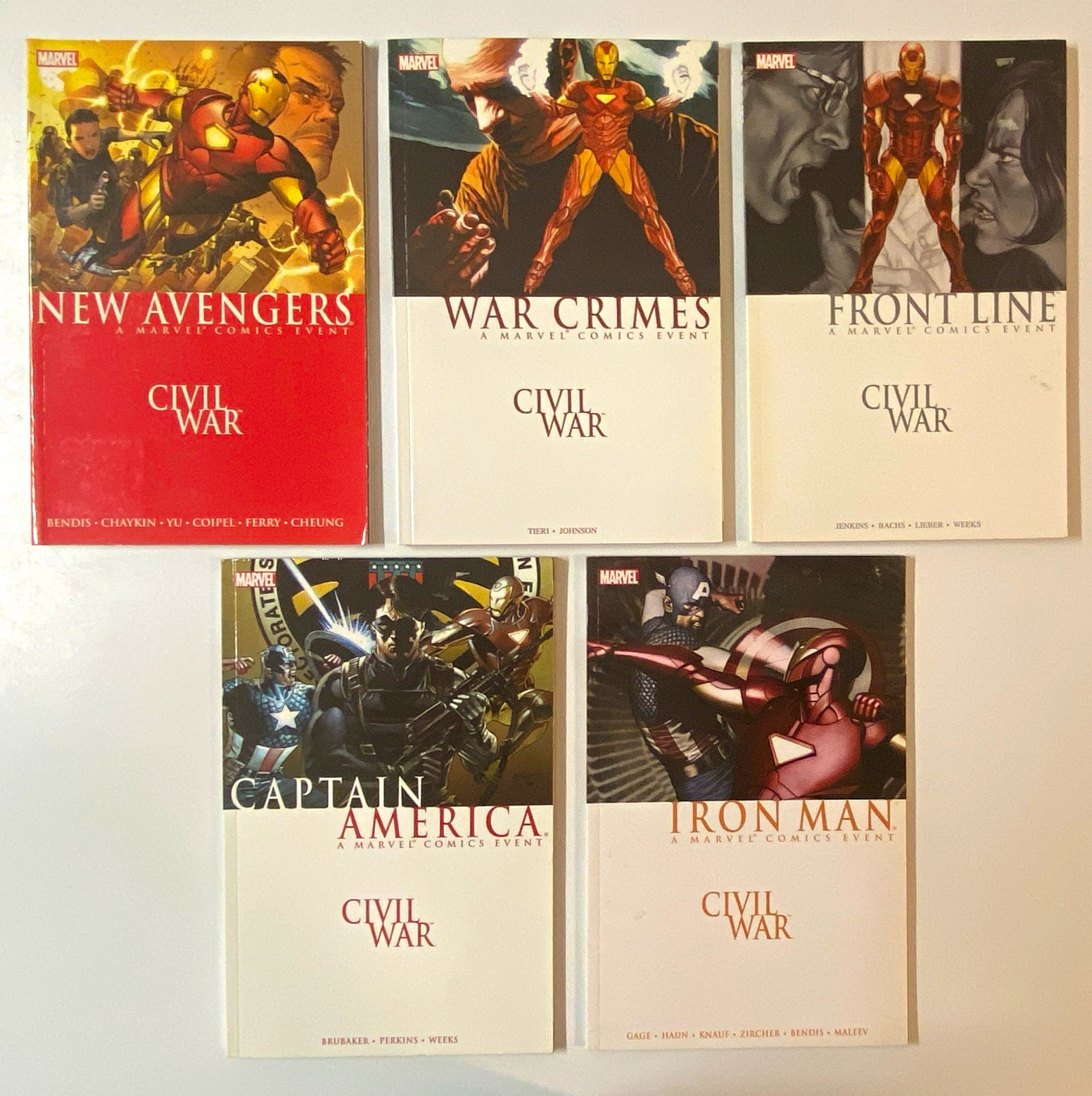 Marvel Civil War 5 Trade Paperback Mixed Lot Captain America Iron Man Brubaker Marvel Civil War 5 Trade Paperback Mixed Lot Captain America Iron Man Brubaker