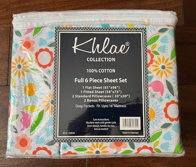 KHLAE Collection 800 100% cotton FULL 6 pc. Sheet Set NEW