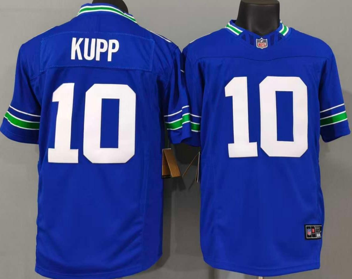 Tariffs​ Free SEA Seahawks F.U.S.E Throwback Royal Sewn Stitched Jersey.