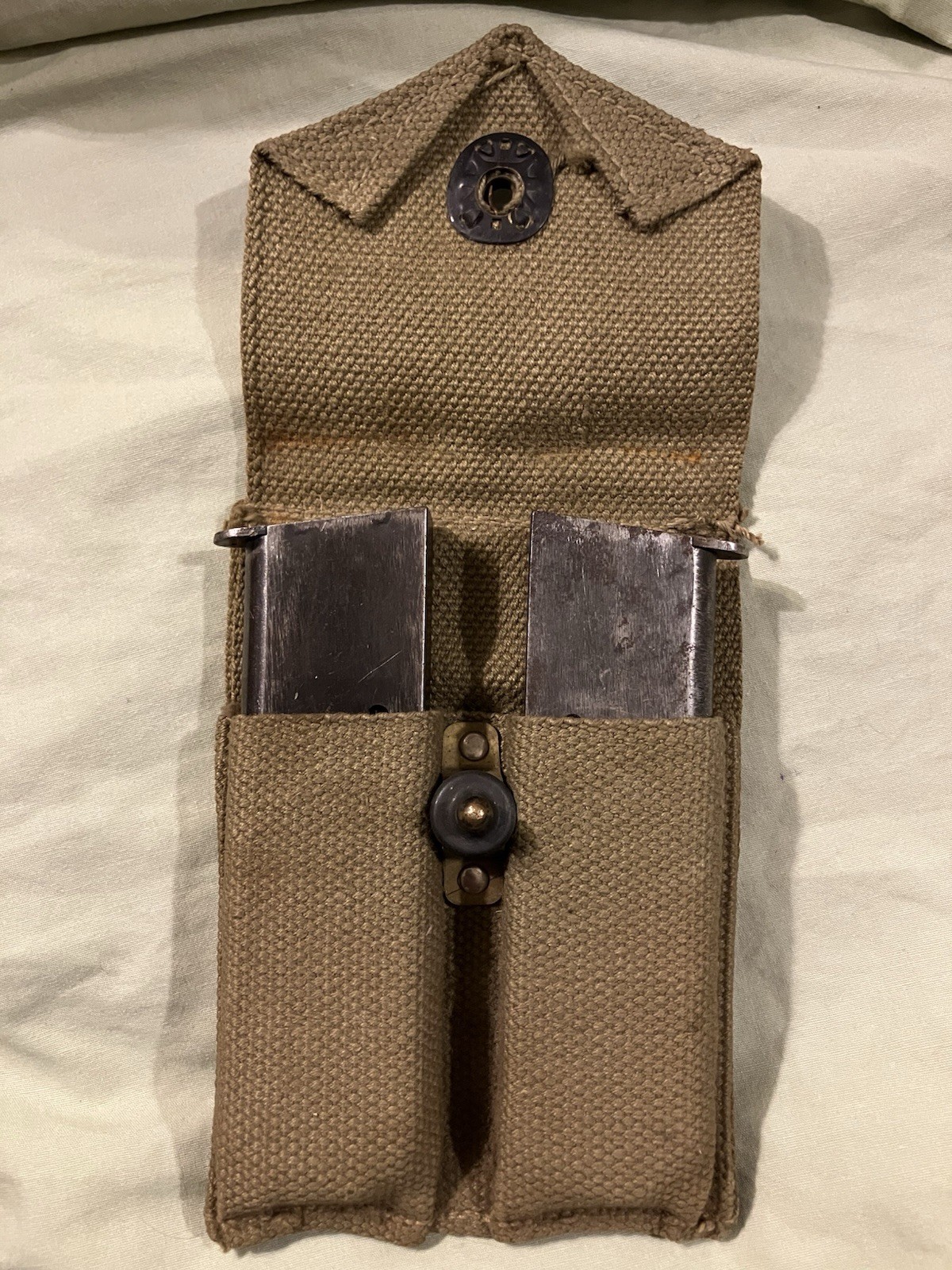 WWII M1911 .45 Auto USGI “ERO 1942” Mag Pouch w/ (2) M.S. Little WWII M1911 .45 Auto USGI “ERO 1942” Mag Pouch w/ (2) M.S. Little