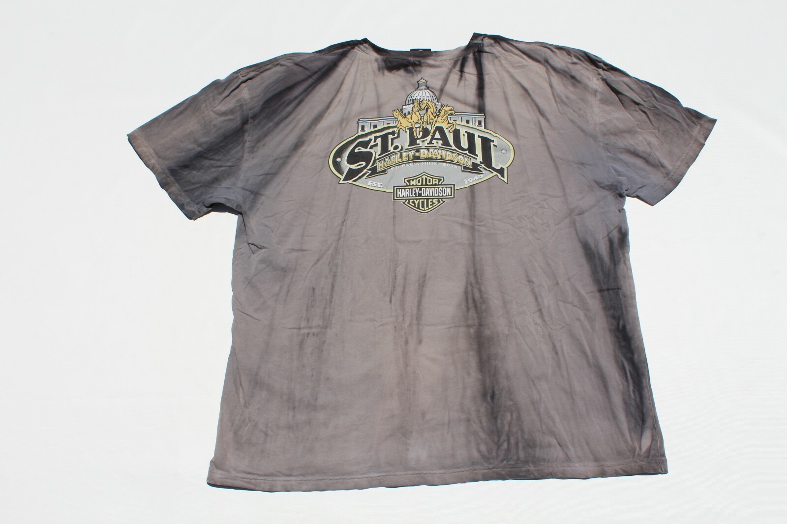 Vintage Harley Davidson T Shirt 3XL St. Paul MN Grey Tie Die Horses Vintage Harley Davidson T Shirt 3XL St. Paul MN Grey Tie Die Horses