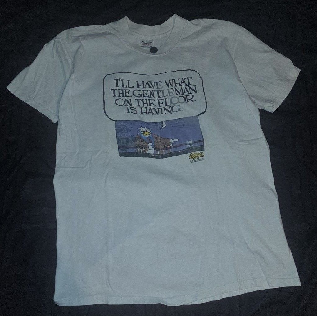 Shoe Vintage 1986 Comic T-Shirt Size L White USA Made
