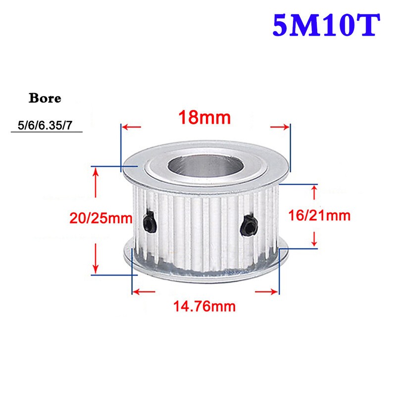 HTD 5M Timing Belt Pulley AF-Type 10T-100T Bore 5-25mm for 15mm Wide Timing Belt