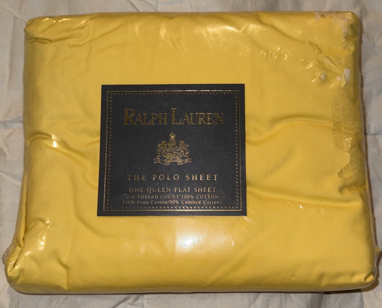 NEW RALPH LAUREN the Polo Sheet Yellow Queen Flat Sheet 100% Cotton 250 Thread NEW RALPH LAUREN the Polo Sheet Yellow Queen Flat Sheet 100% Cotton 250 Thread