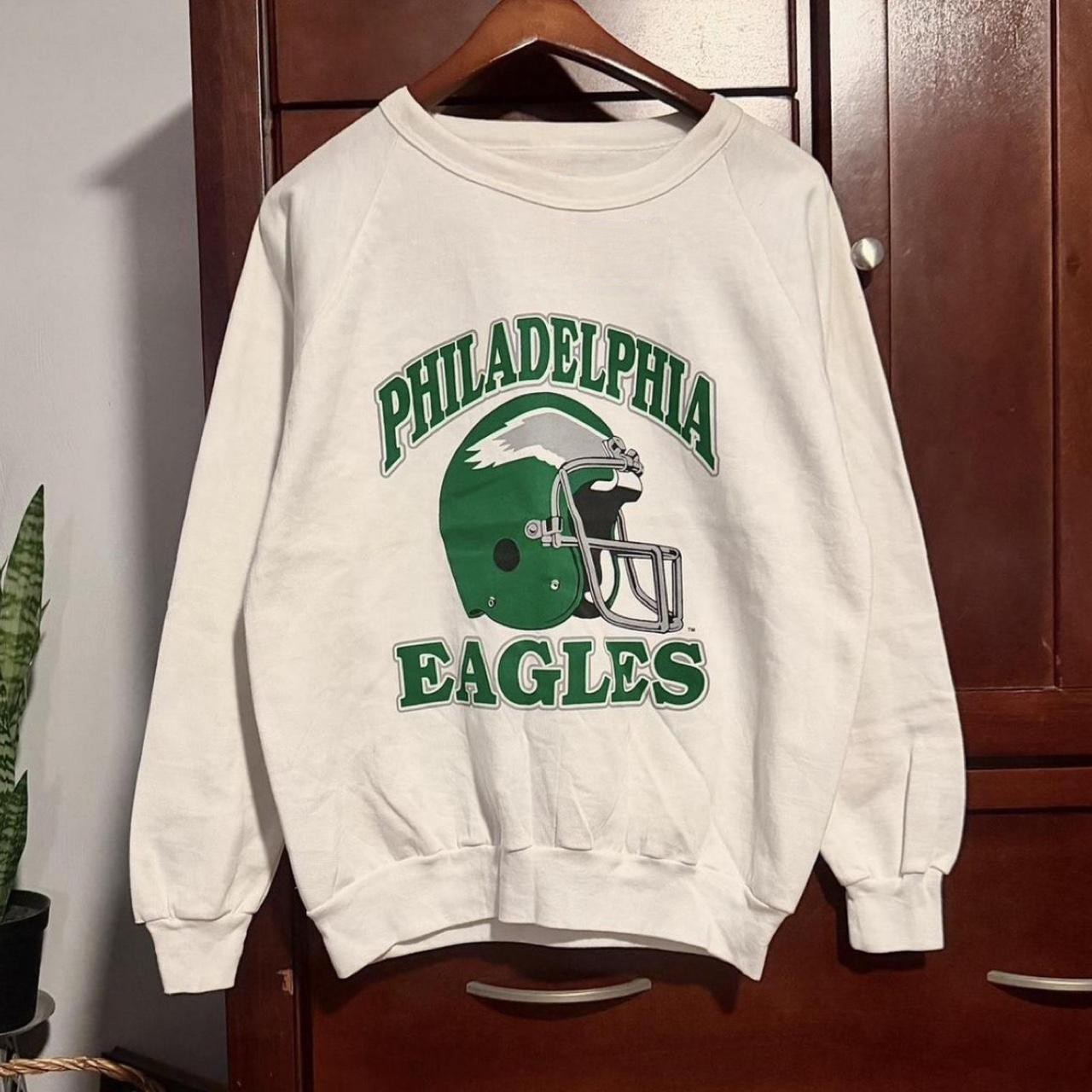 Vtg Philadelphia Eagles NFL Helmet Crewneck Sweatshirt Basic Shirt RM3861