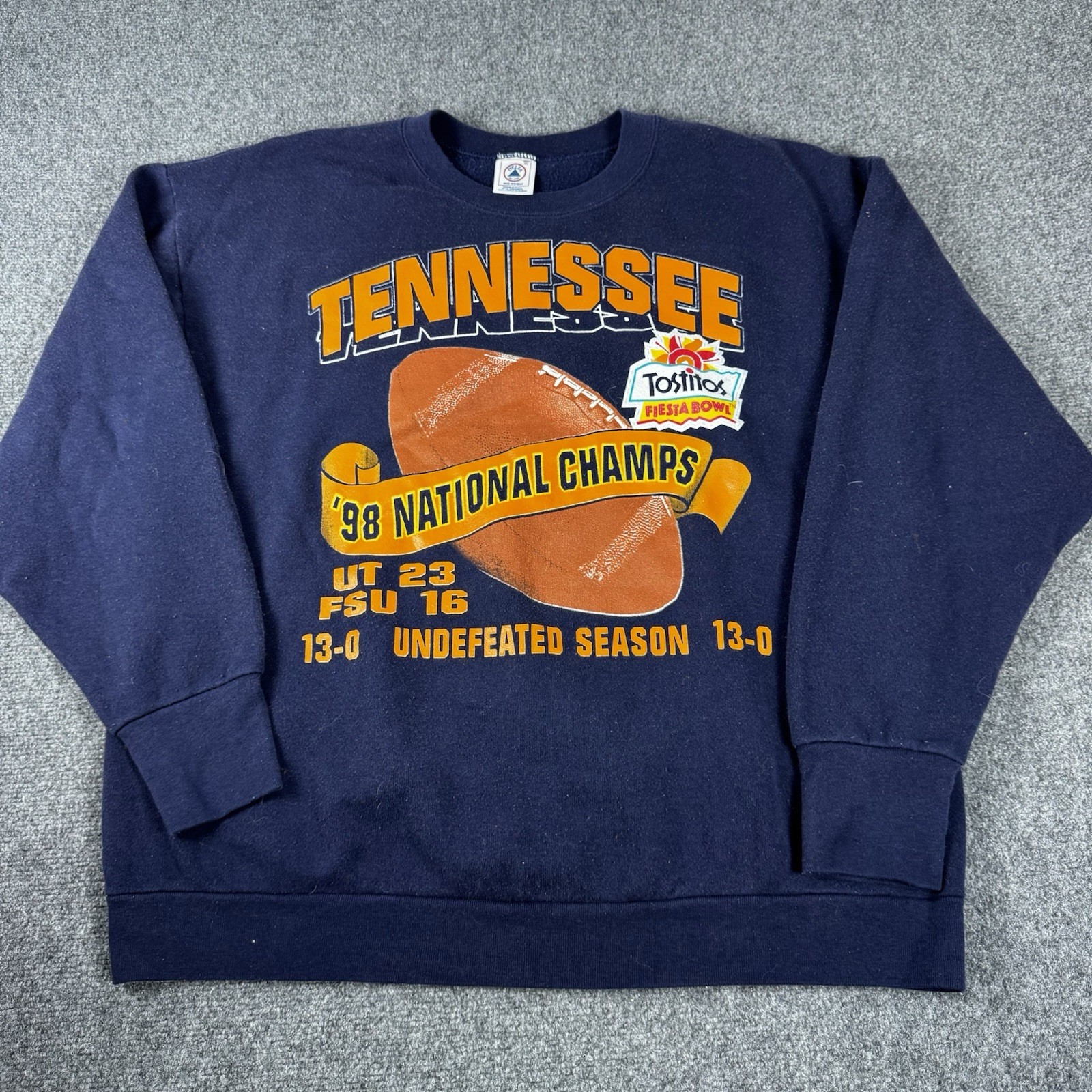 Vtg 90s Tennessee Vols Fiesta Bowl National Champions Crewneck Navy Blue USA XL Vtg 90s Tennessee Vols Fiesta Bowl National Champions Crewneck Navy Blue USA XL