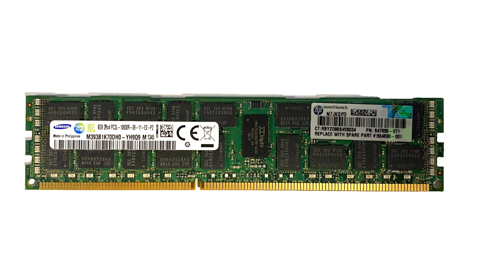 Samsung SK Hynix 8GB 2Rx4 PC3L-10600R-09-11 Server Memory RAM (Lot of 16)
