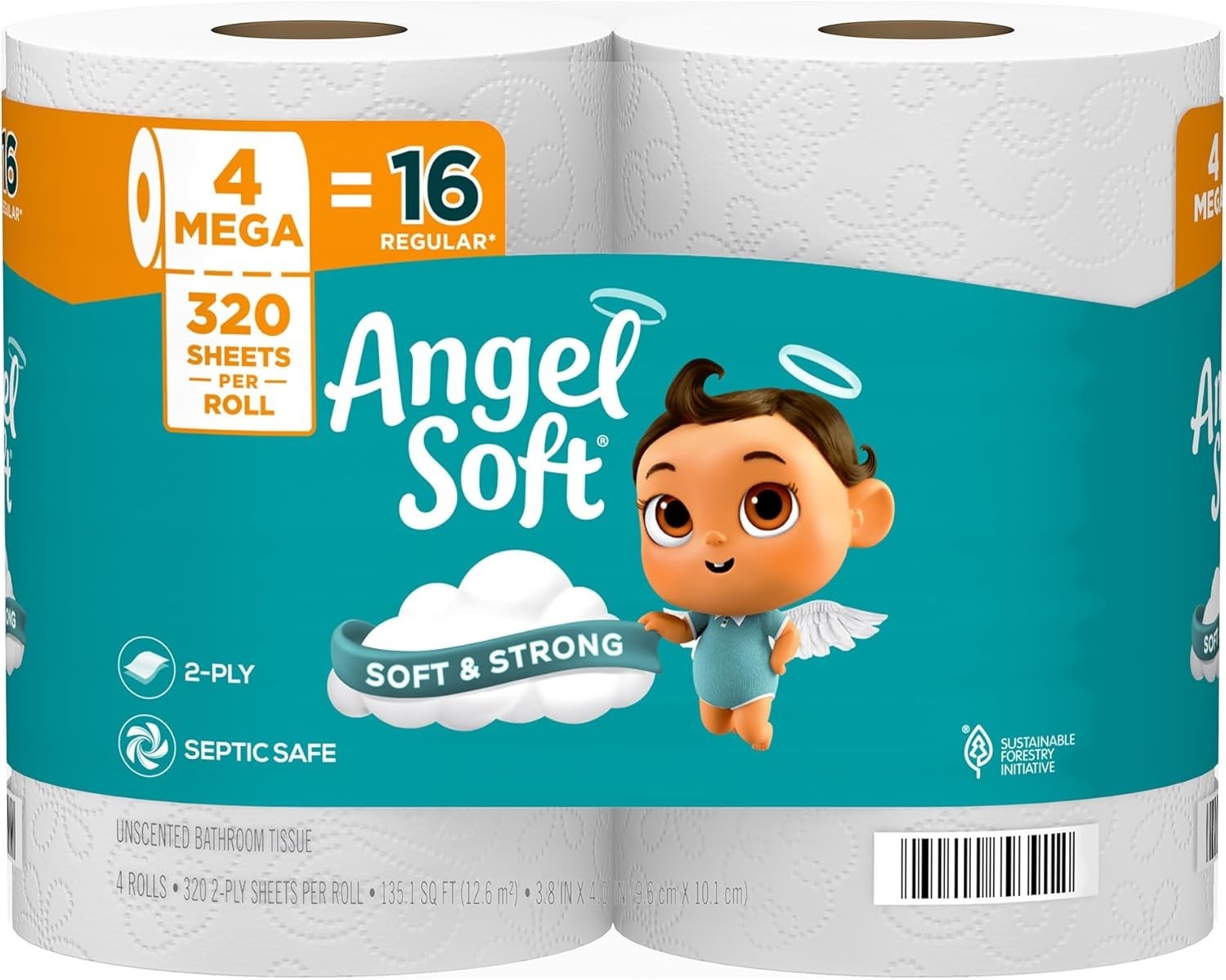 Toilet Paper, 48 Mega Rolls = 192 Regular Rolls, Soft and Strong Toilet Tissue