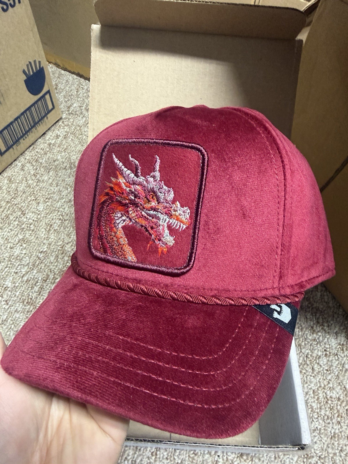 Goorin Bros Trucker Hat Red Suede Royalty Dragon Limited Circulation Rare Goorin Bros Trucker Hat Red Suede Royalty Dragon Limited Circulation Rare