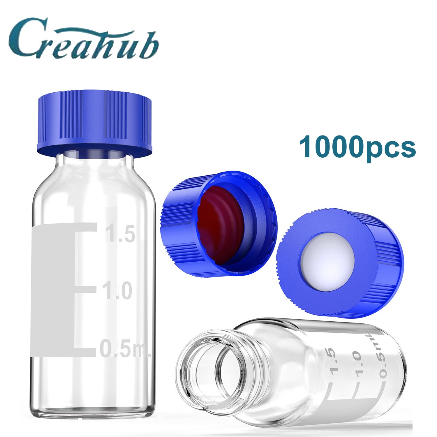 1000PCS 2ml Amber/Clear Sample Vials+Caps Screw Thread Top HPLC GC Glass Bottle