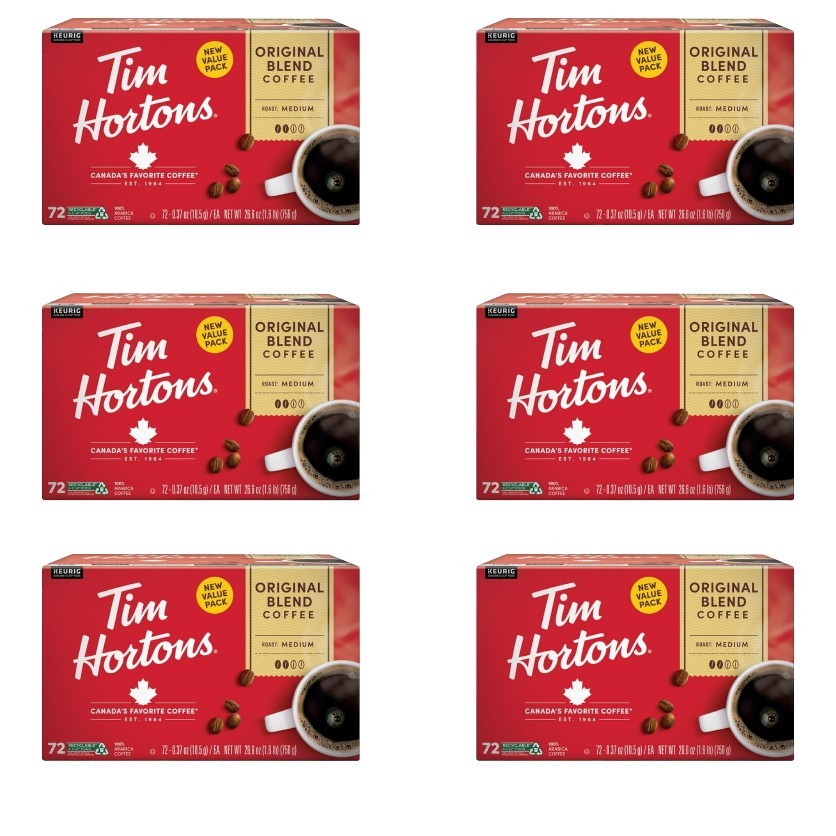 Tim Hortons Original Blend K-Cups Medium Roast 72ct × 6 | 432 Pods Total Tim Hortons Original Blend K-Cups Medium Roast 72ct × 6 | 432 Pods Total