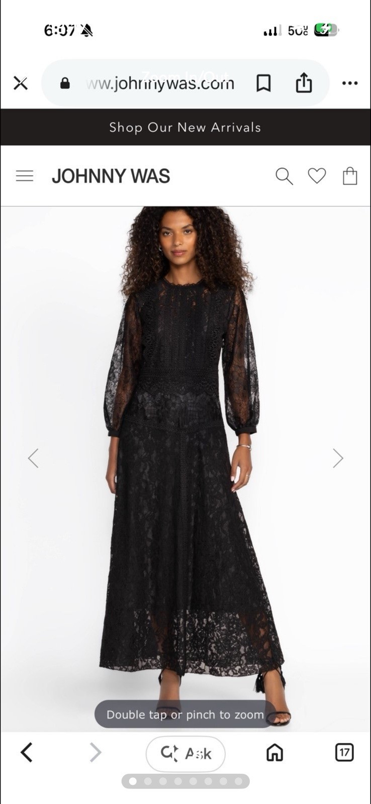 Johnny Was Luna Black Lace Maxi Dress Size 1x 18/20 Modest Long Sleeve New Johnny Was Luna Black Lace Maxi Dress Size 1x 18/20 Modest Long Sleeve New