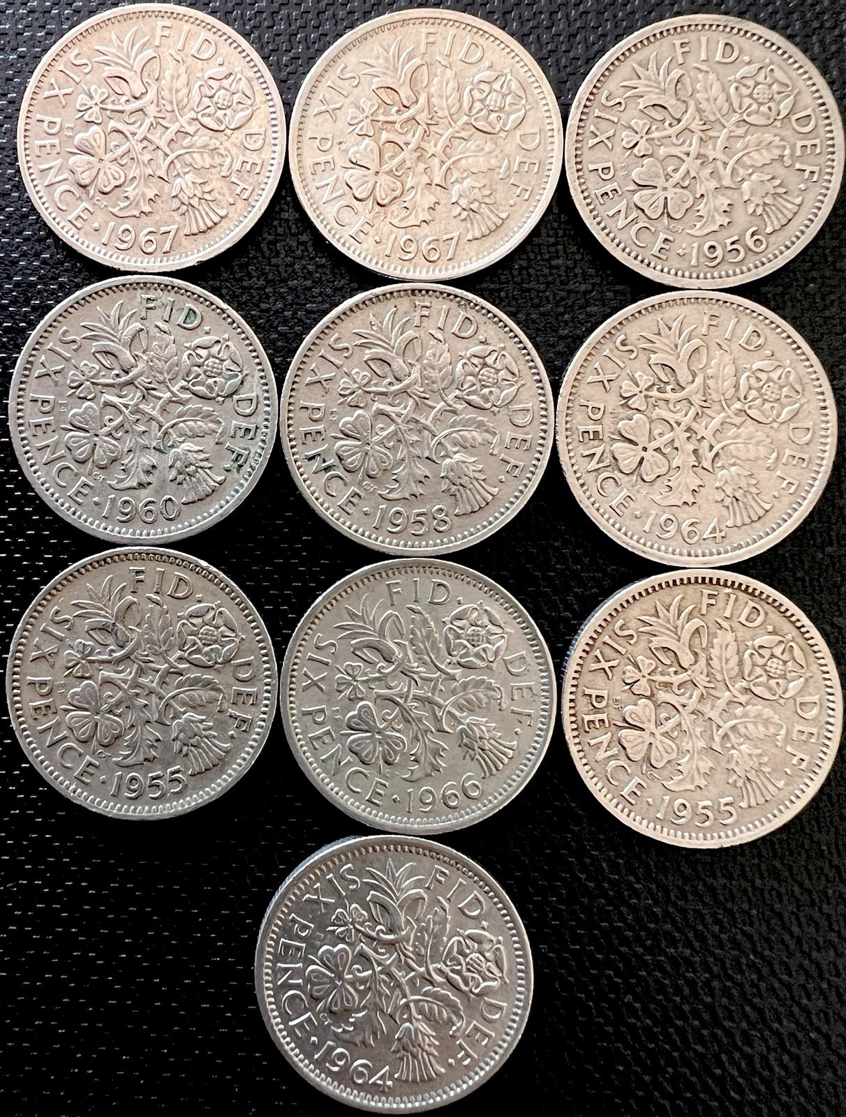 10x Vintage British Sixpence Coins 1955-1967 Lucky Wedding Christmas Pudding 10x Vintage British Sixpence Coins 1955-1967 Lucky Wedding Christmas Pudding