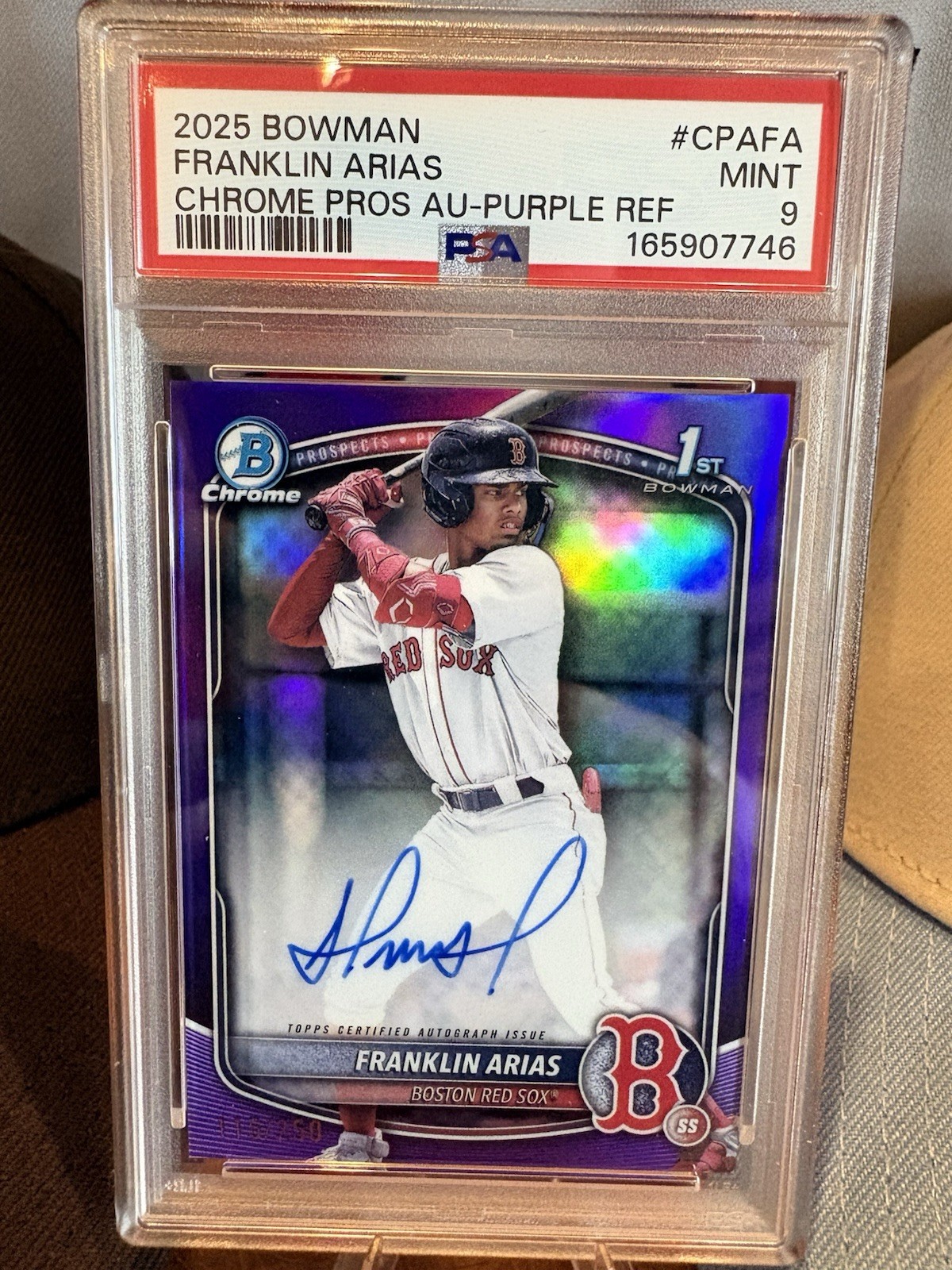 Topps 2025 Bowman Chrome Franklin Arias Purple Refractor #CPA-FA /250 PSA 9