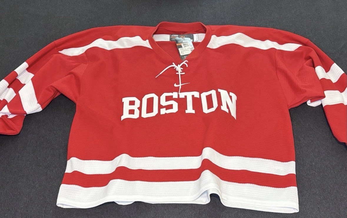 Vintage Nike Bauer Boston Hockey Jersey XL Red White New With Tags 2005 NCAA