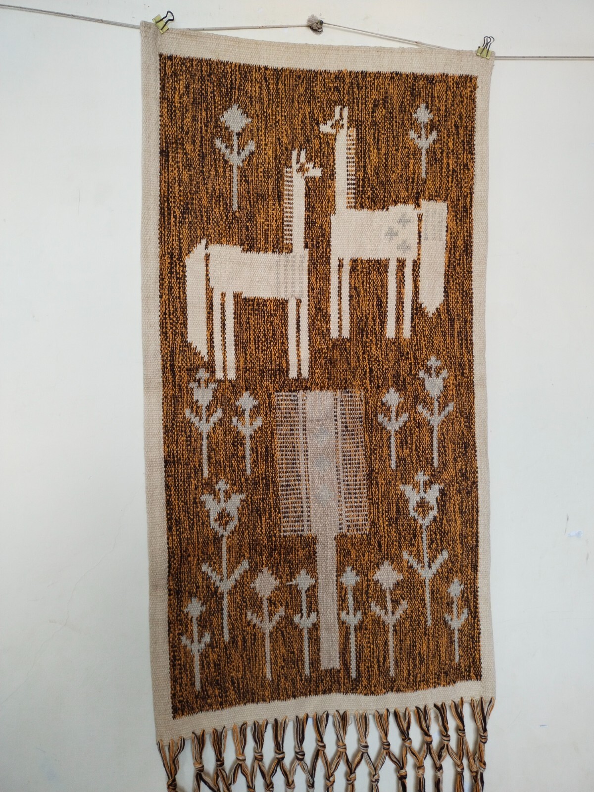 vintage Scandinavian rug flatweave rug eva nemeth tapestry rug  hand woven it809