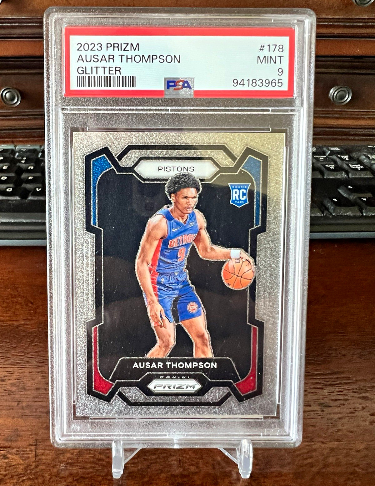 Panini 2023-24 Prizm Ausar Thompson #178 Glitter Prizm RC PSA 9 Pistons Pop 7 Panini 2023-24 Prizm Ausar Thompson #178 Glitter Prizm RC PSA 9 Pistons Pop 7