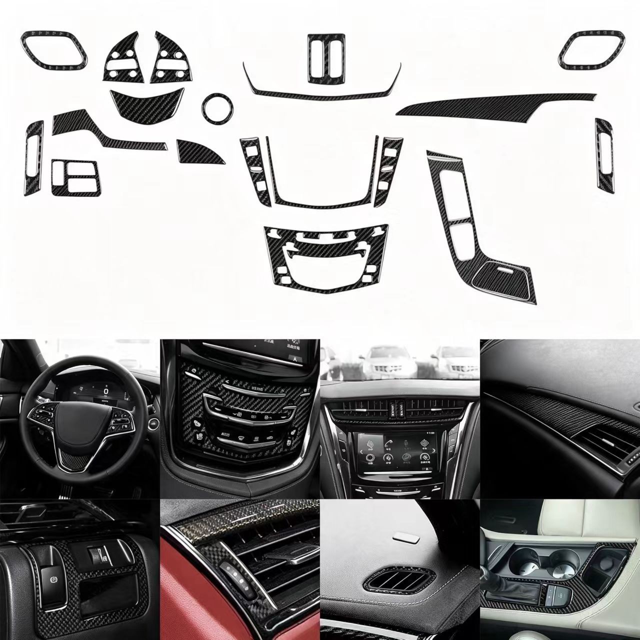 22Pcs  Cadillac CTS complete interior carbon fibre trim kit  2014-2019