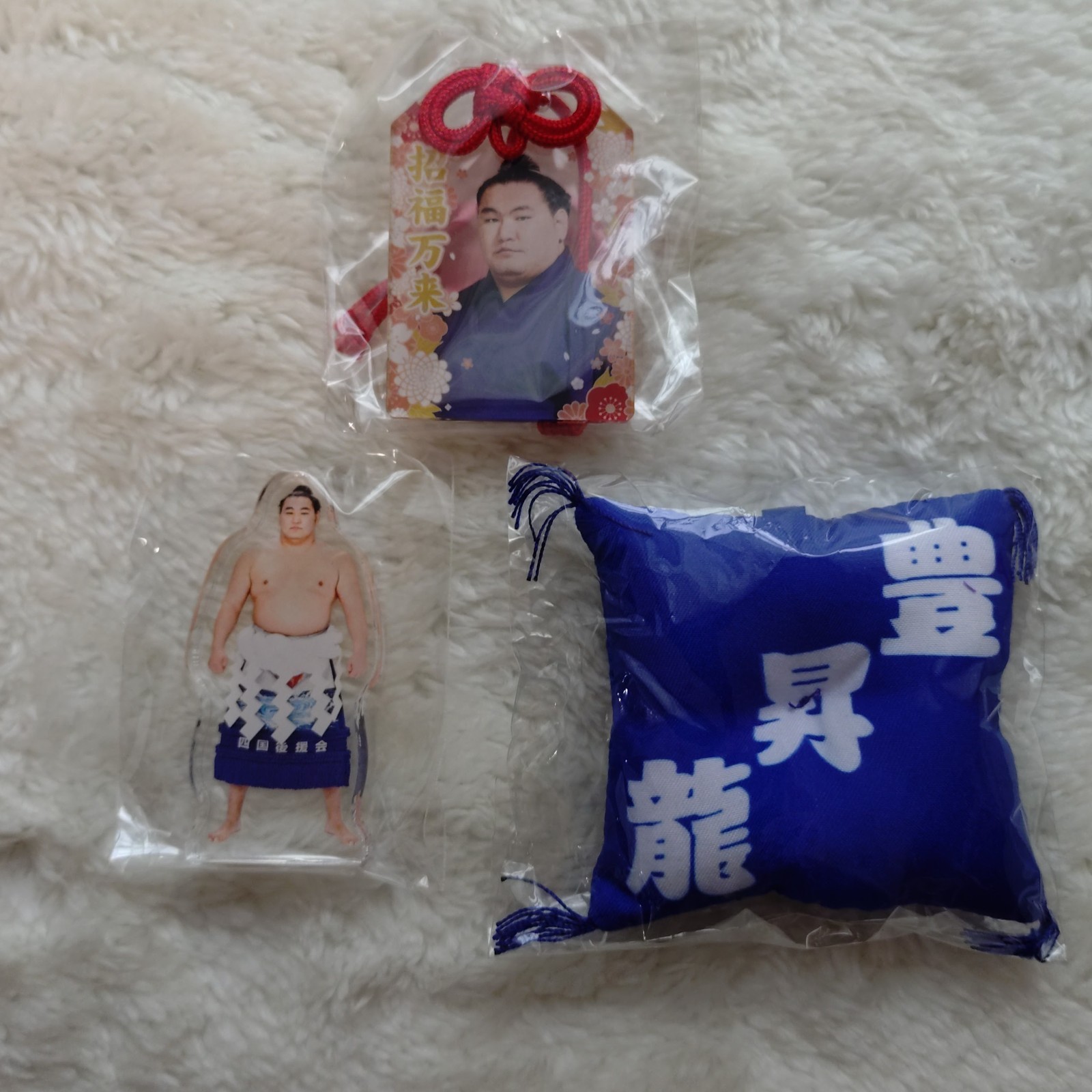 Grand Sumo Hoshoryu collector\'s item set - 2 Acrylic Stands & Cushion Keychain
