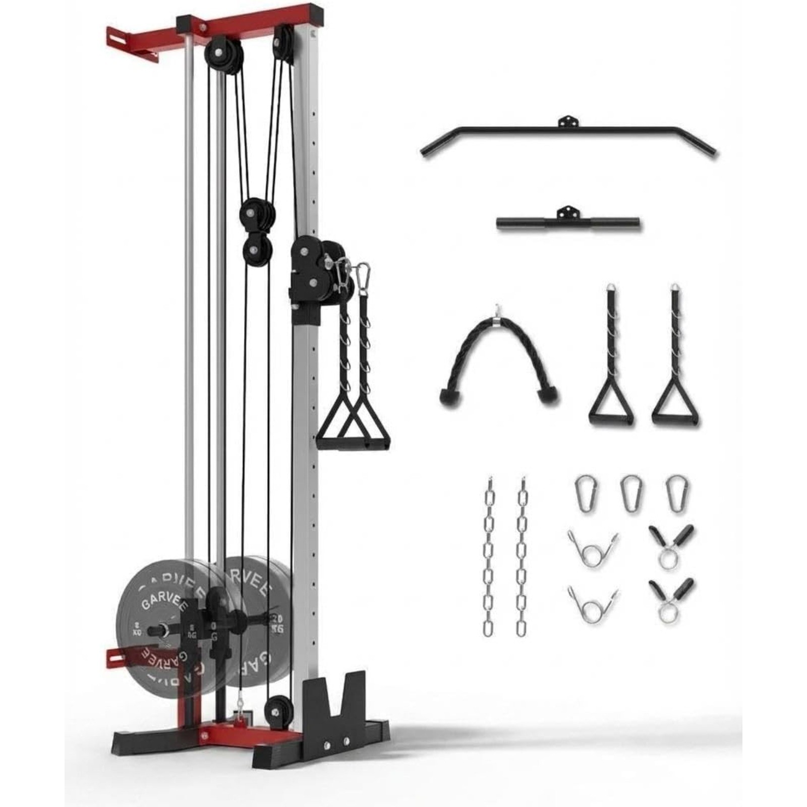 Dual Pulley Wall Mounted Cable Machine 19-Levels Adjustable 400LBS Home Trainer Dual Pulley Wall Mounted Cable Machine 19-Levels Adjustable 400LBS Home Trainer