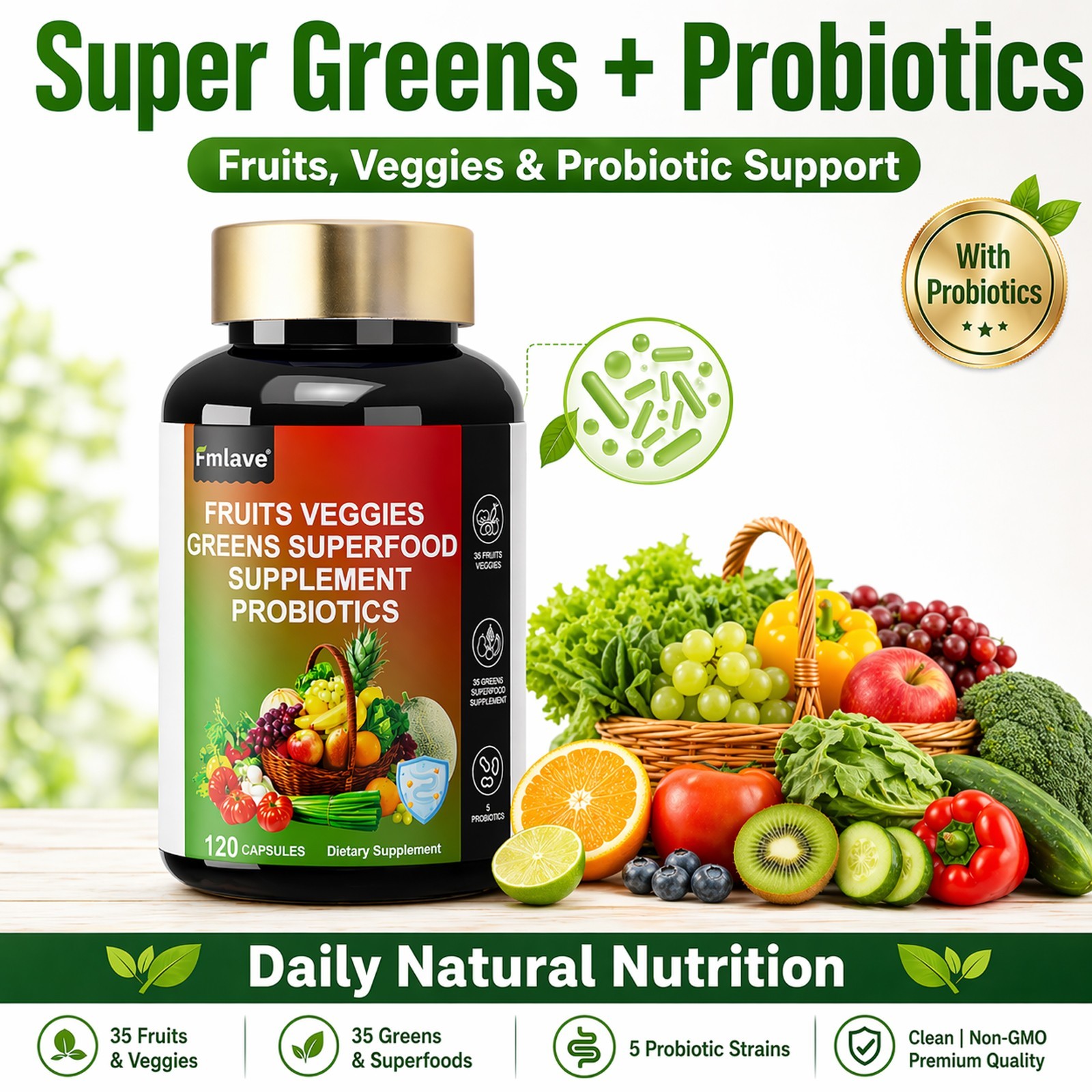 Super Fruit & Vegetable Supplements – Organic Whole Superfood & Probiotics 120ct Super Fruit & Vegetable Supplements – Organic Whole Superfood & Probiotics 120ct