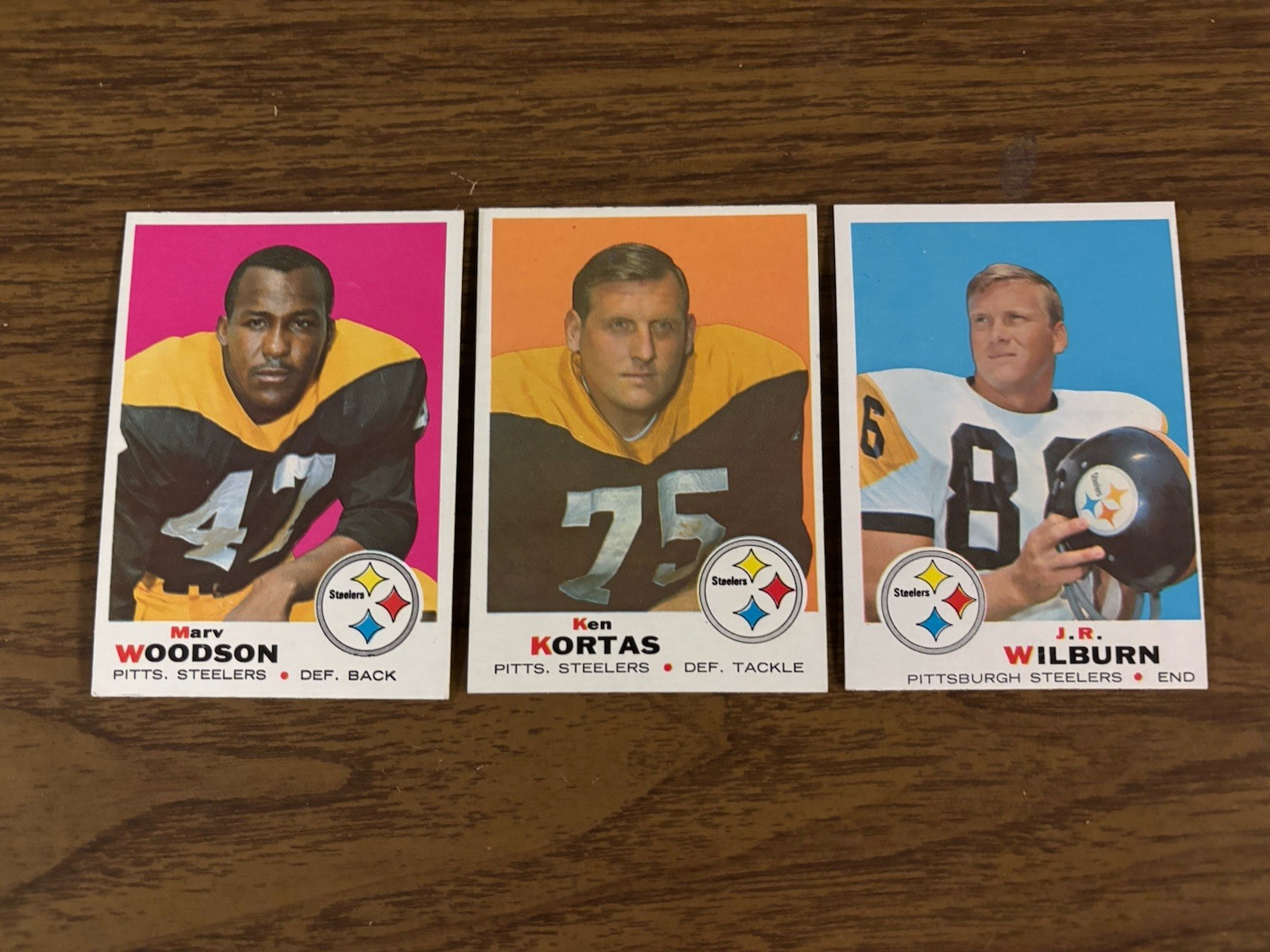 1969 Topps NFL (3) Pitt. Steelers Cards Marv Woodson JR Wilburn Ken Kortas NM 1969 Topps NFL (3) Pitt. Steelers Cards Marv Woodson JR Wilburn Ken Kortas NM