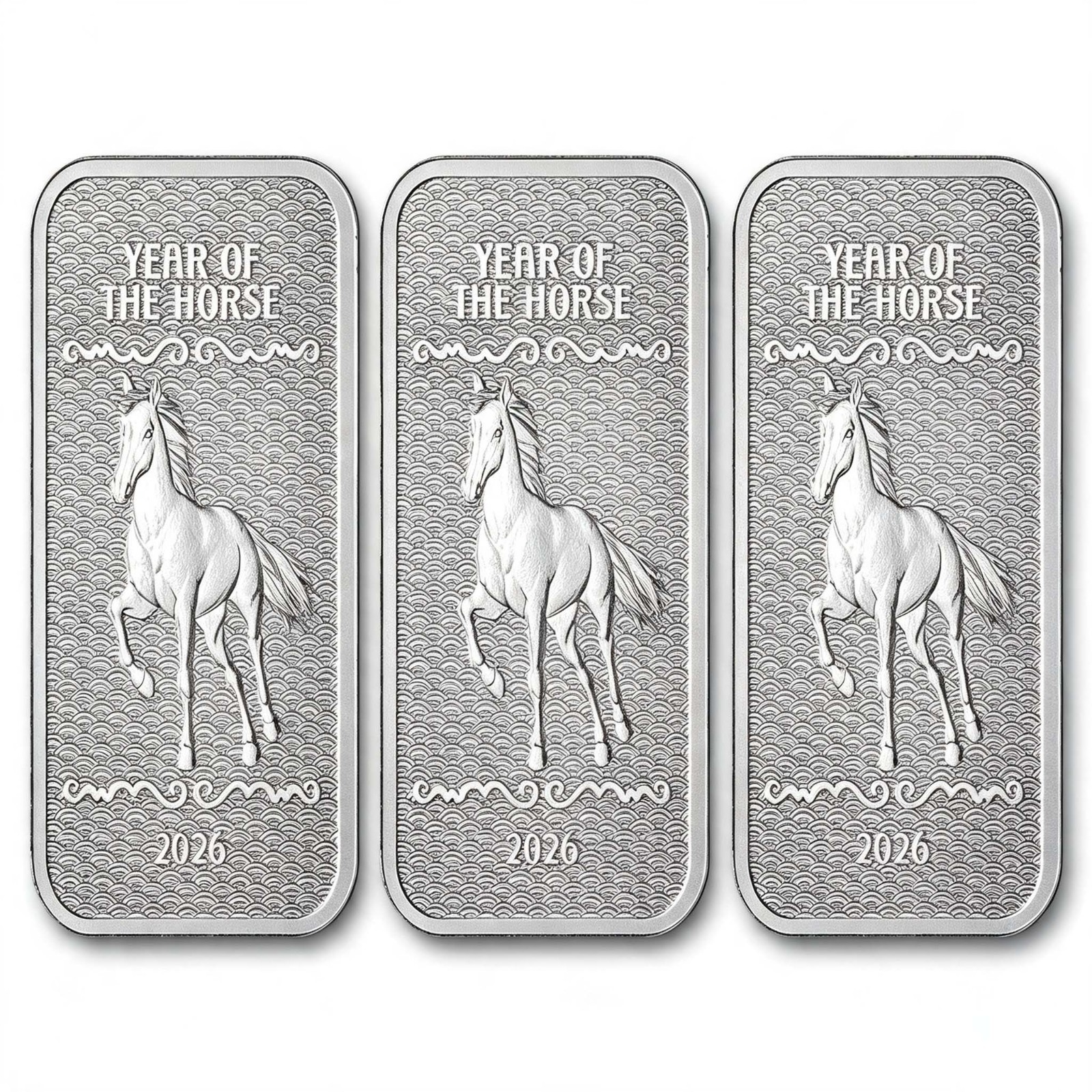 3 oz Silver Bar - 2026 APMEX Year of the Horse NEW 3 oz Silver Bar - 2026 APMEX Year of the Horse NEW
