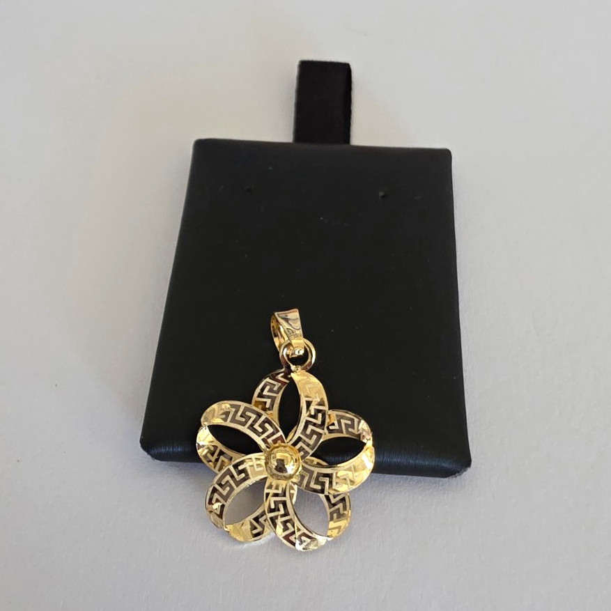 18K Real Gold Flower Pendant