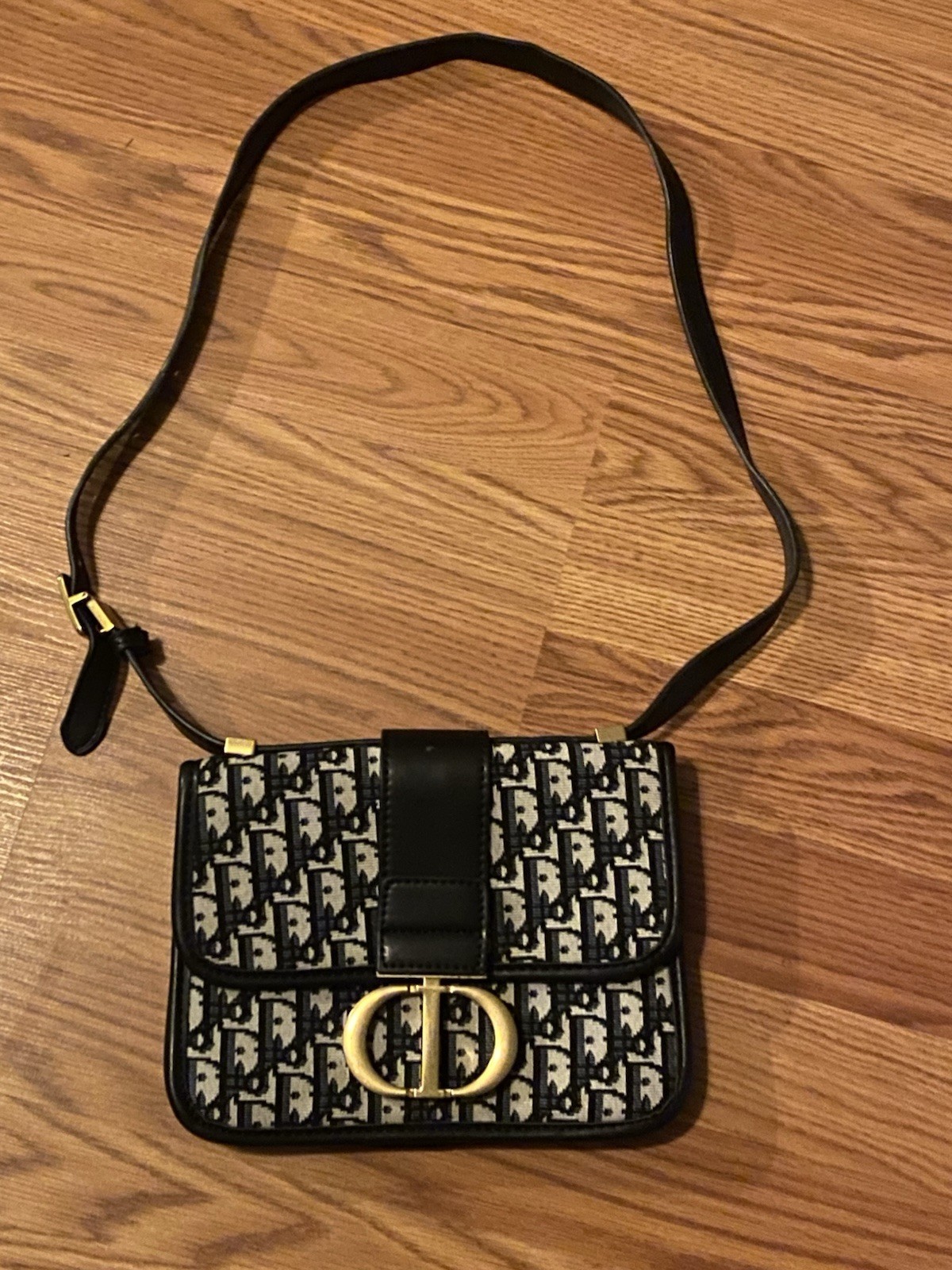 Authentic Christian Dior 30 Montaigne Bag Blue Dior Oblique Jacquard