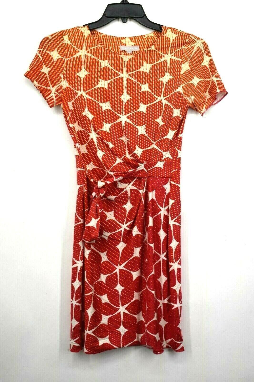 Chelsea 28 Womens Orange Belted Geometric Midi Dress Casual Petite 6 NWT $148 Chelsea 28 Womens Orange Belted Geometric Midi Dress Casual Petite 6 NWT $148