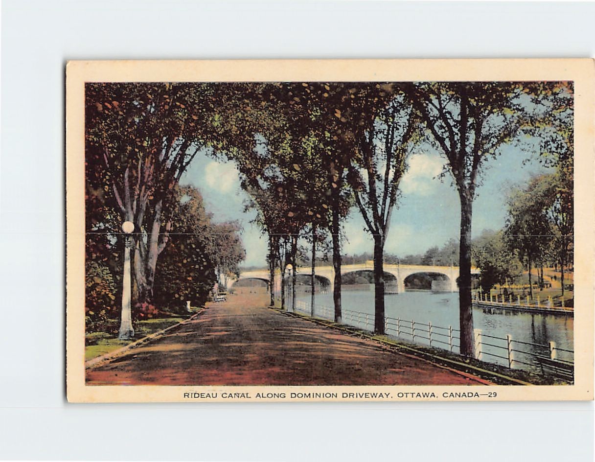 Postcard Rideau Canal Along Dominion Driveway Ottawa Ontario Canada