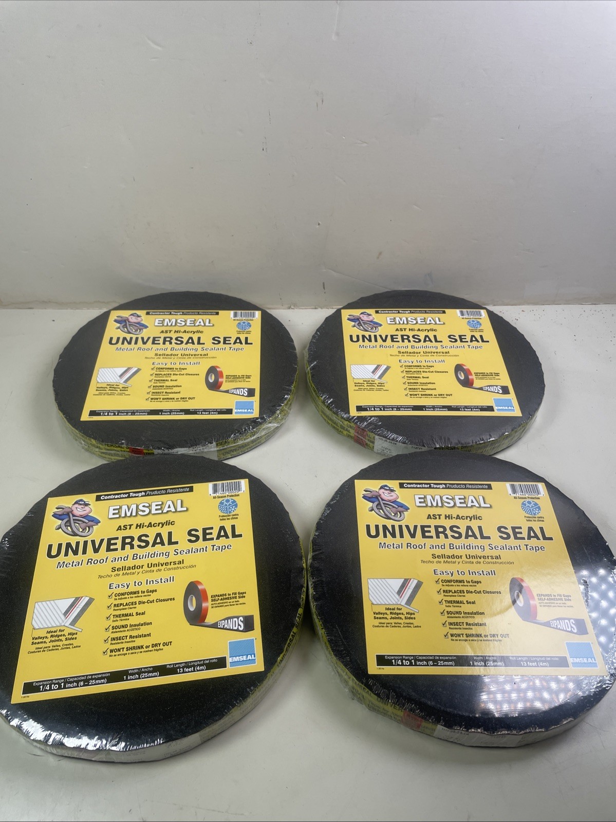 EMSEAL AST Hi-Acrylic Universal Seal for Metal Roofing & Buildings 4x 13ft Rolls