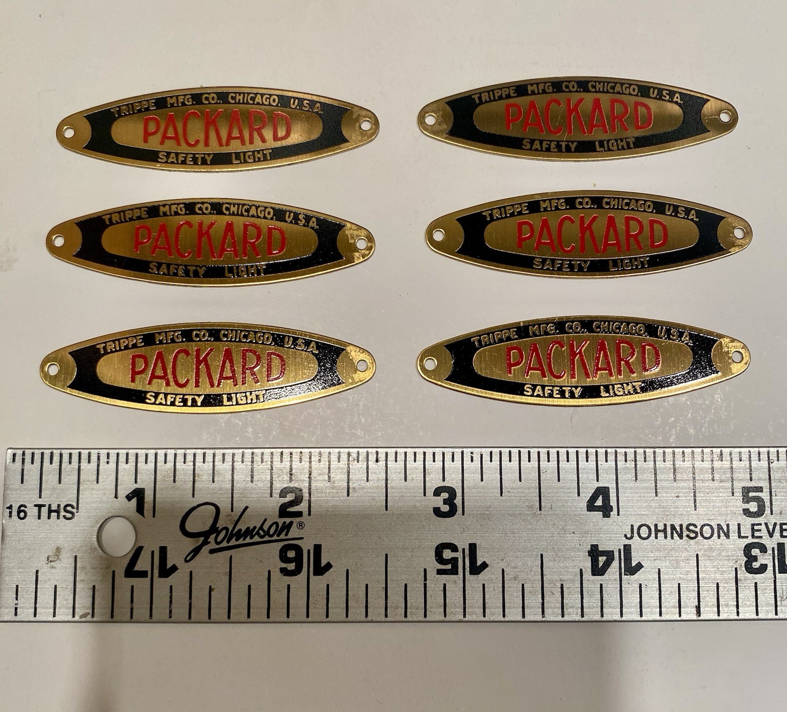 6 Vintage NOS Packard Trippe Safety Light Badges Emblems Auto Car Hot Rod USA 6 Vintage NOS Packard Trippe Safety Light Badges Emblems Auto Car Hot Rod USA