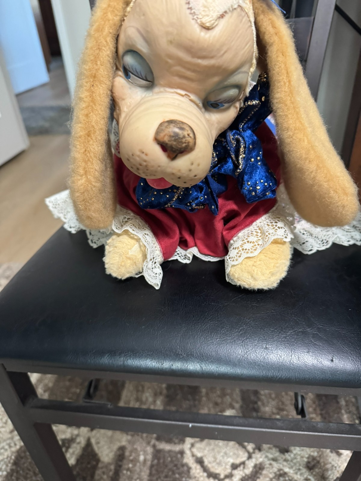 Vintage 1950s rubber-face plush dog 