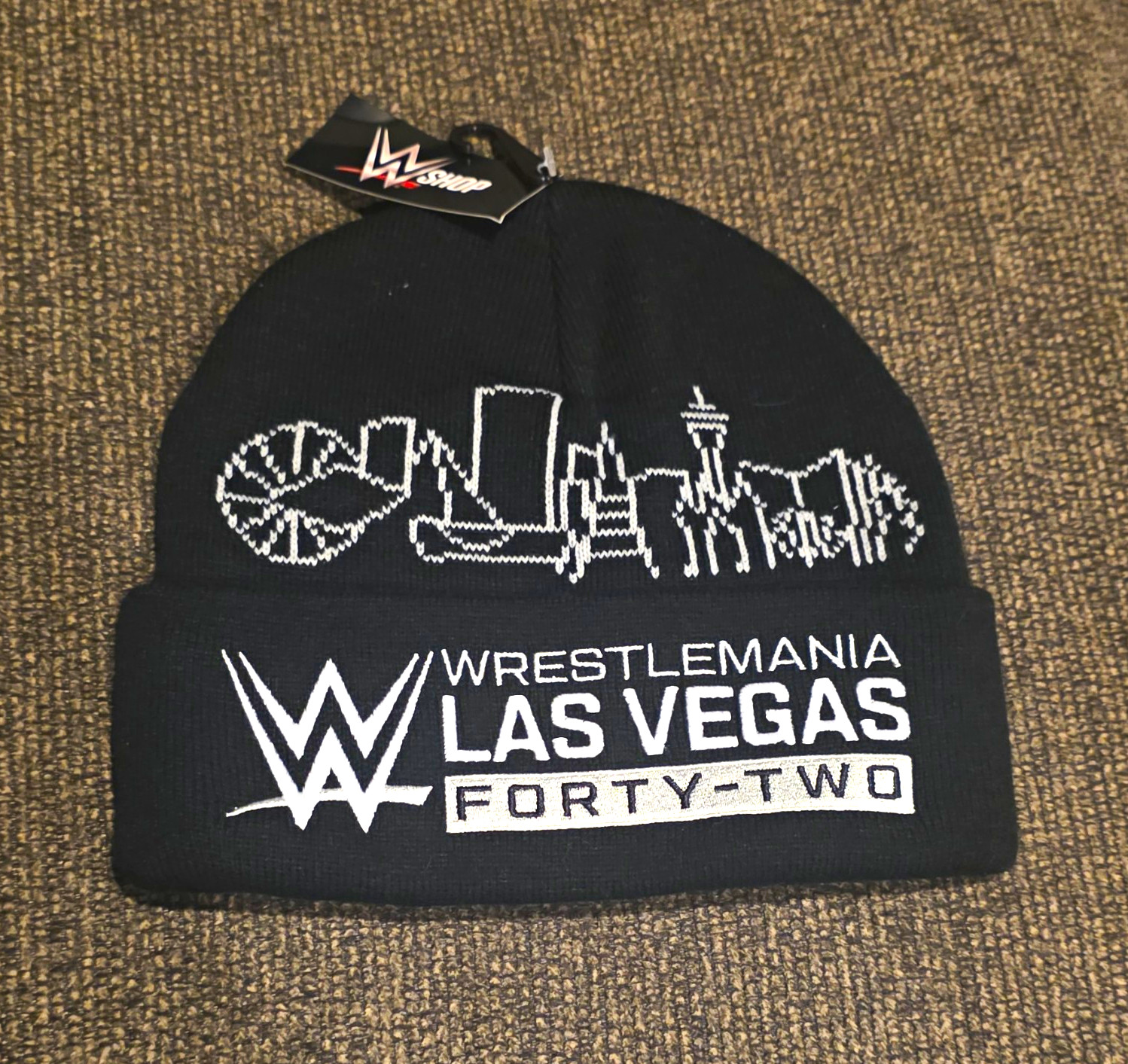 WWE WrestleMania 42 Las Vegas Black Knit Beanie Hat Officially Licensed