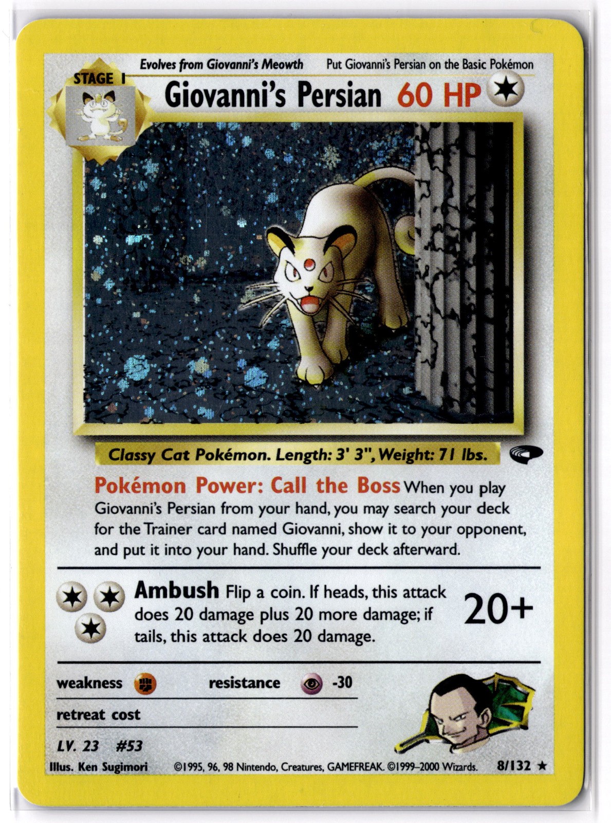 Giovanni\'s Persian Holo Rare Gym Challenge 008/132 NM Giovanni\'s Persian Holo Rare Gym Challenge 008/132 NM