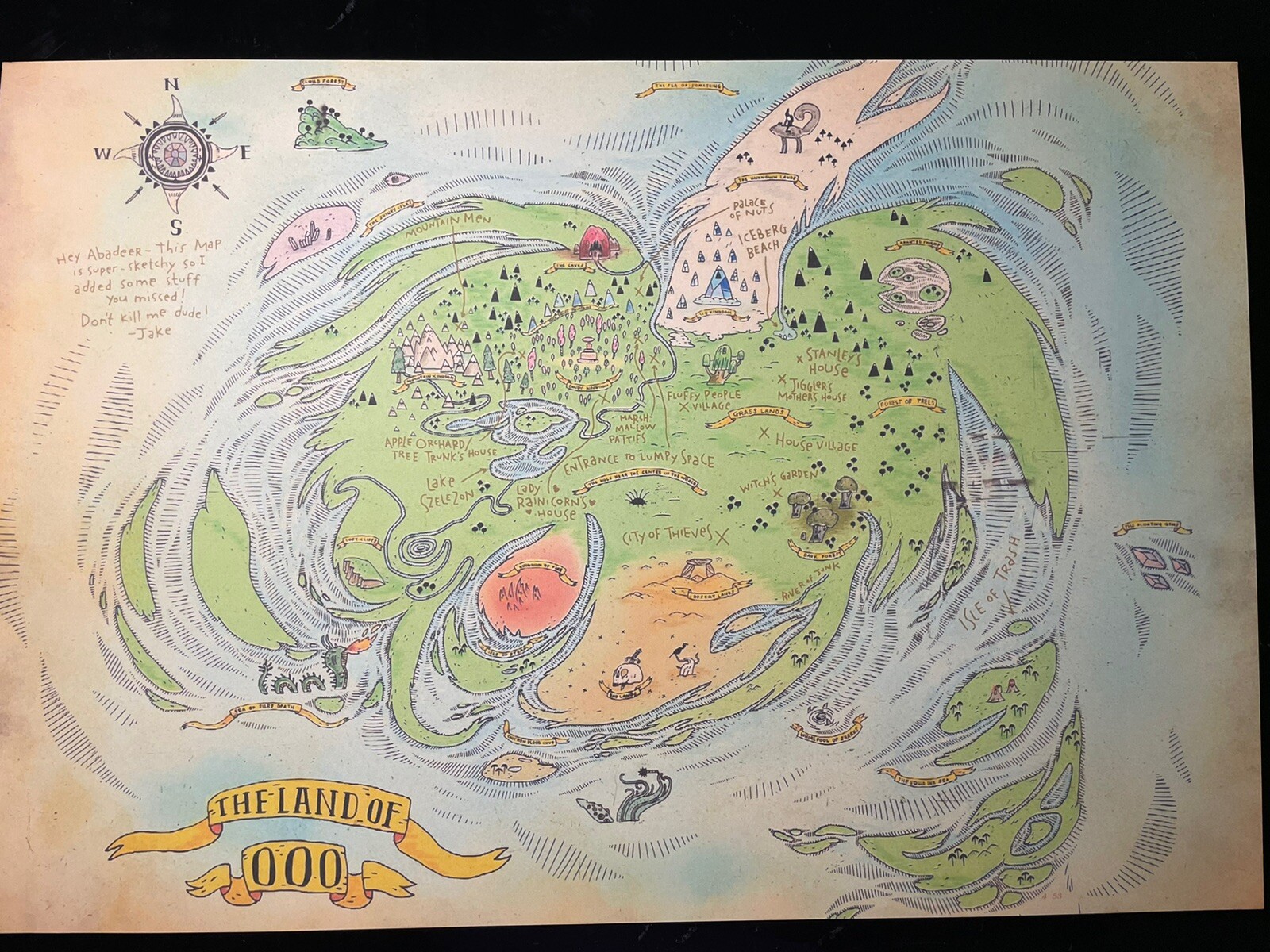 ADVENTURE TIME Animation Art Map Print OOO cartoon Network Jake Finn Ice King ADVENTURE TIME Animation Art Map Print OOO cartoon Network Jake Finn Ice King