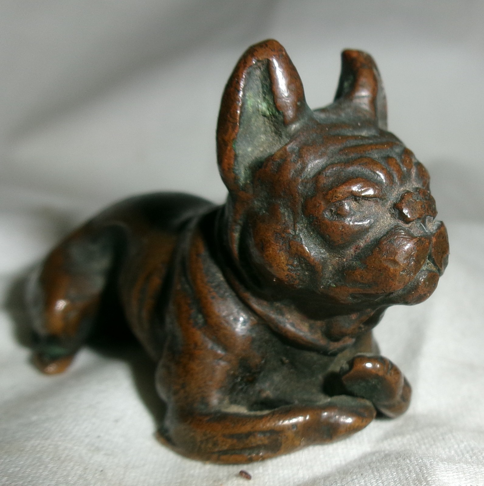 X RARE ANTIQUE L.C.T. TIFFANY STUDIOS DARK BRONZE BULLDOG DESK ART PAPER WEIGHT