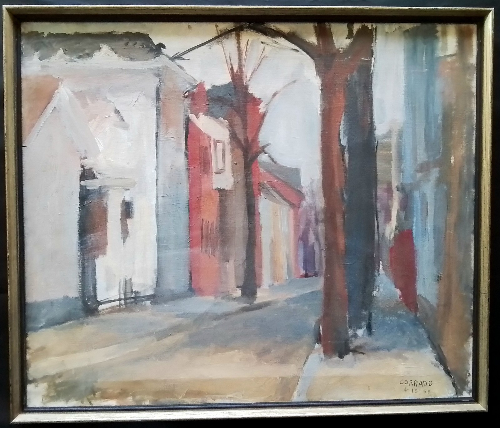 VINTAGE PROVIDENCE CITYSCAPE PAINTING~RI ARTIST~RISD CRITIC ALBA CORRADO~LOOK 