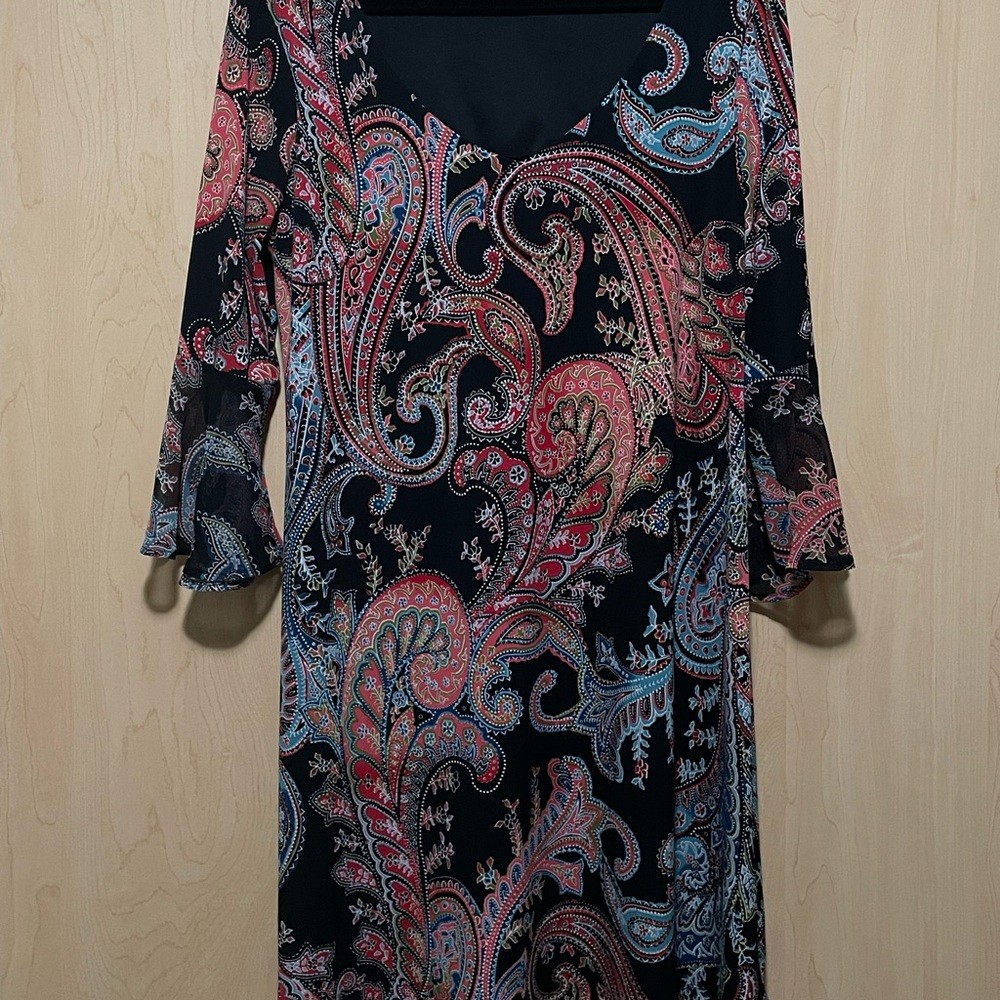Connected Apparel Black Multi Paisley Dress Connected Apparel Black Multi Paisley Dress