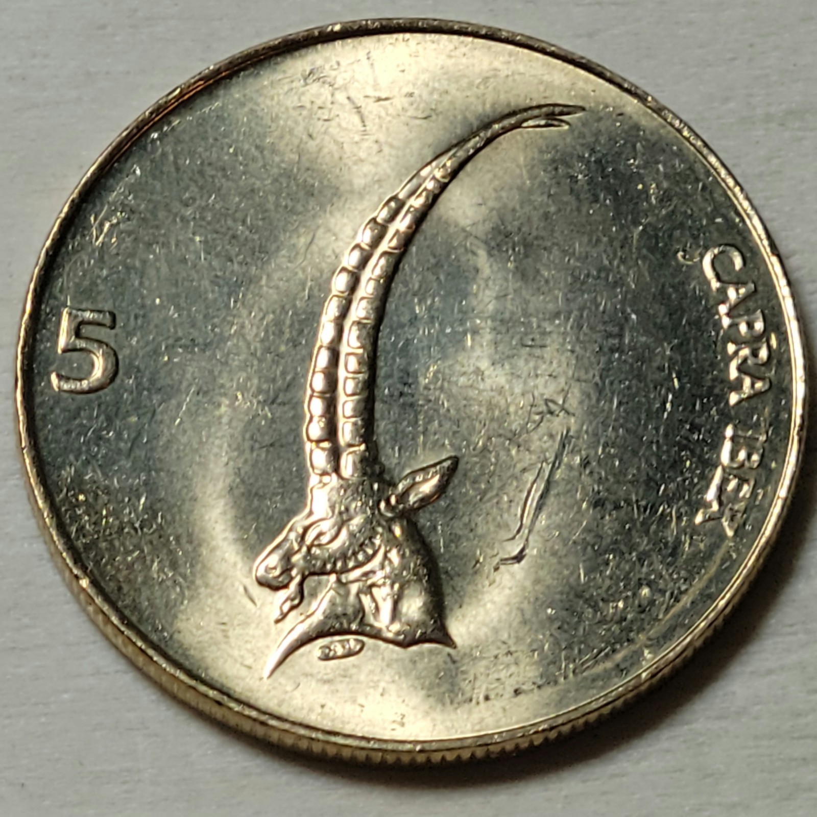 COIN - 2000 Slovenia - 5 Tolarjev - KM#6 - 26MM - Alpine Ibex COIN - 2000 Slovenia - 5 Tolarjev - KM#6 - 26MM - Alpine Ibex