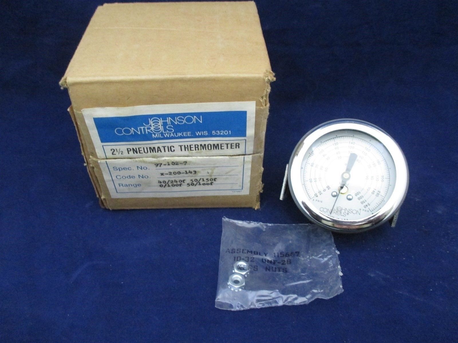 Johnson Controls 97-102-7 Pneumatic Thermoeter new