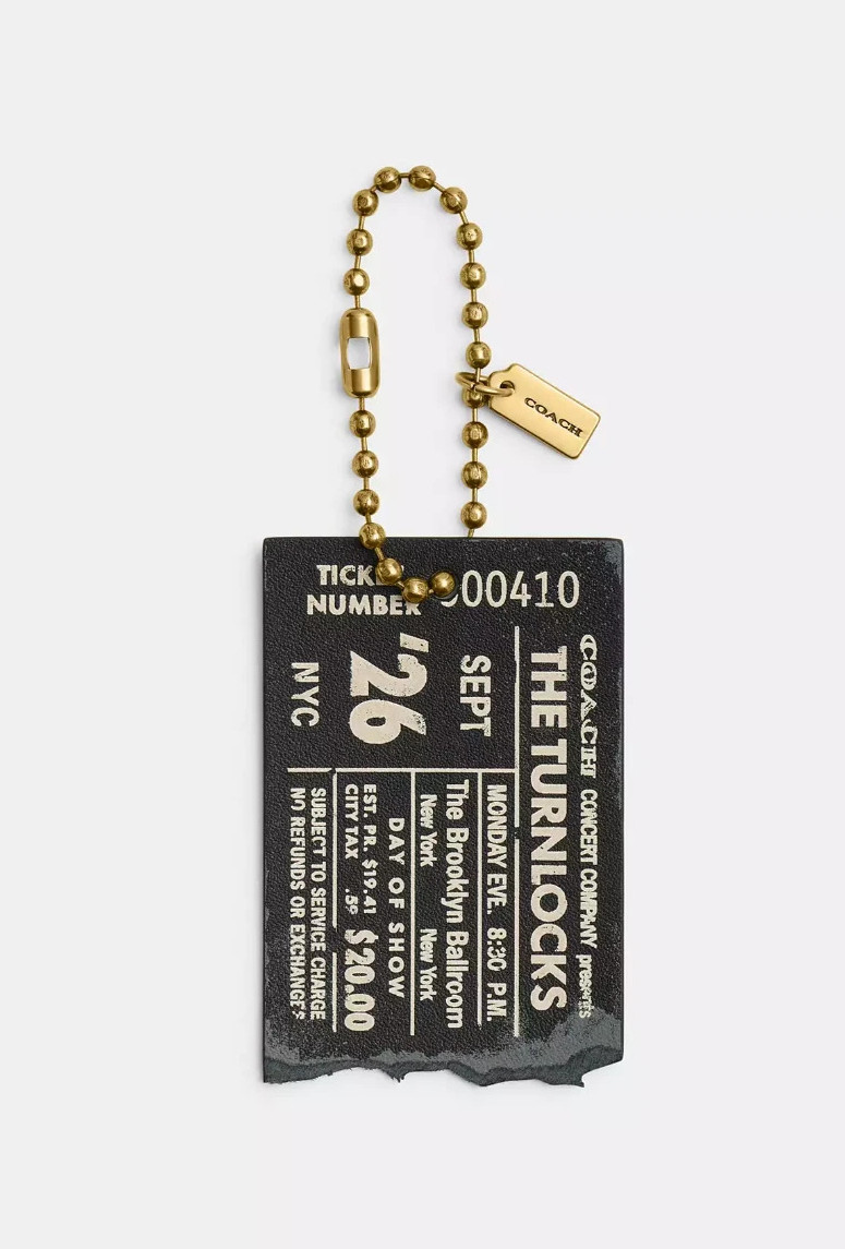 COACH The Turnlocks Concert Ticket Bag Charm Brass/Black CHQ93 NEW