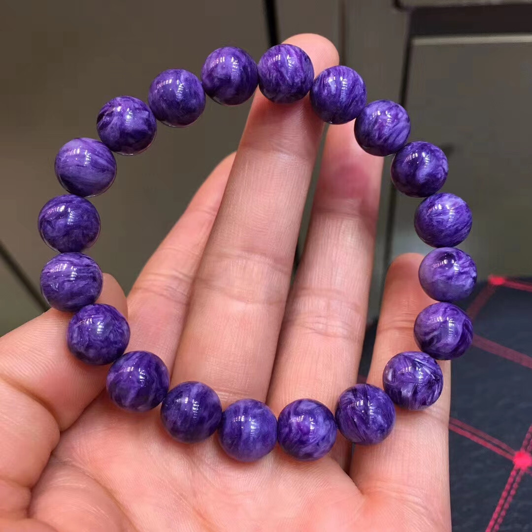 Genuine Natural Purple Charoite Gemstone Woman Beads Bracelet 10mm AAAAA