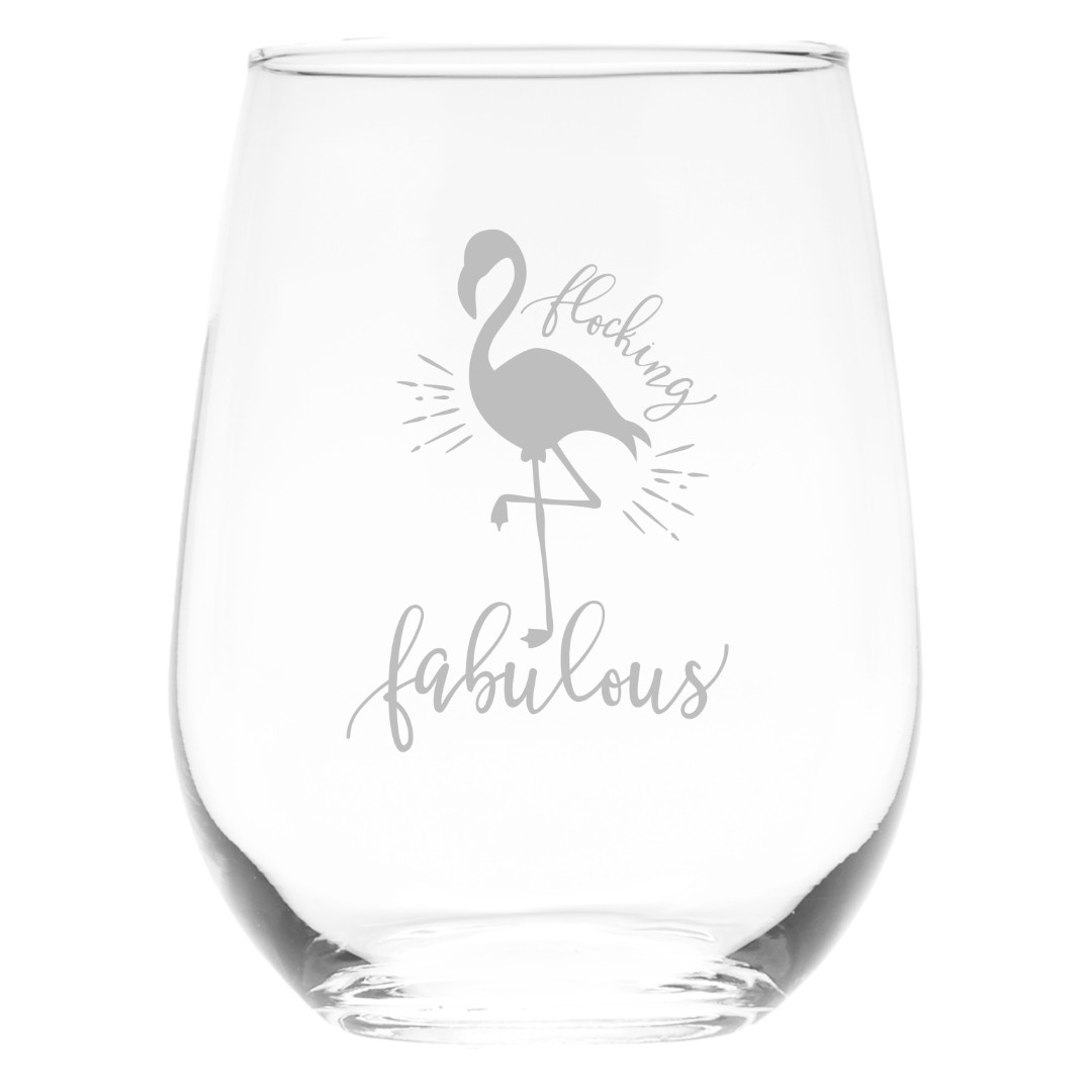 Flocking Fabulous Flamingo Stemless Wine Glass, 17 oz. (Style F1) Flocking Fabulous Flamingo Stemless Wine Glass, 17 oz. (Style F1)